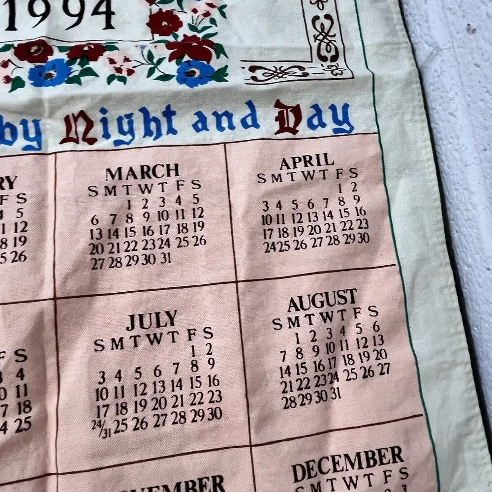 Vintage 1994 Calendar Tea Towel 